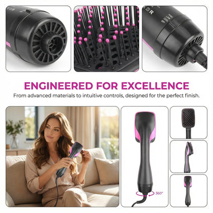 2-in-1 Hair Dryer Brush, Hot Air Brush for Curling & Straightening