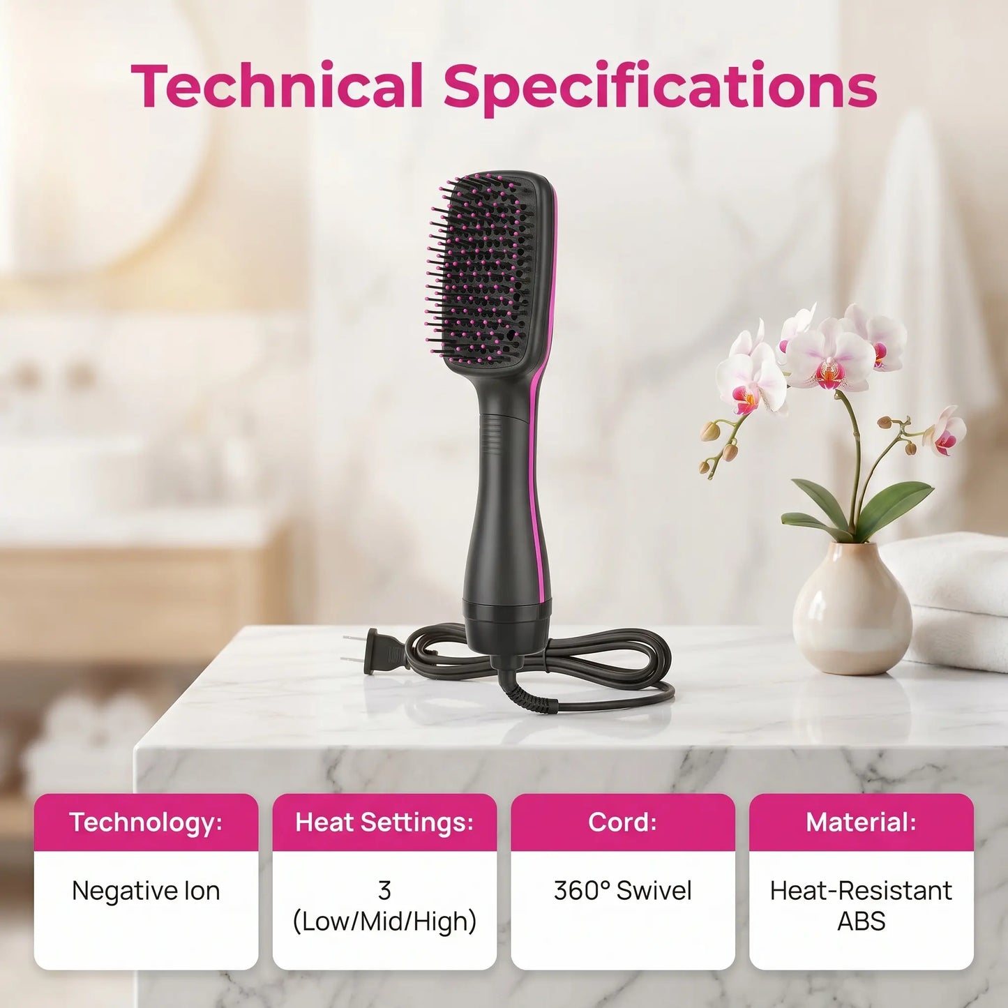 2-in-1 Hair Dryer Brush, Hot Air Brush for Curling & Straightening