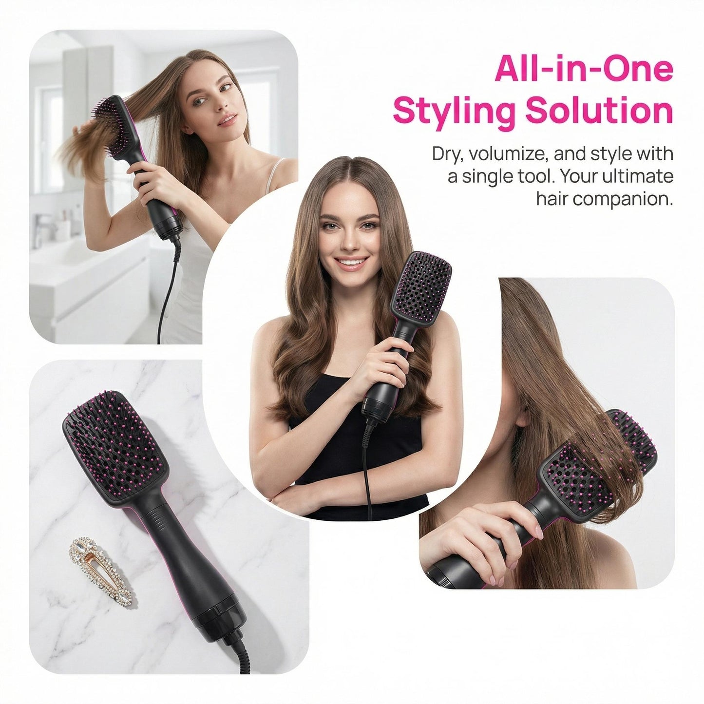 2-in-1 Hair Dryer Brush, Hot Air Brush for Curling & Straightening