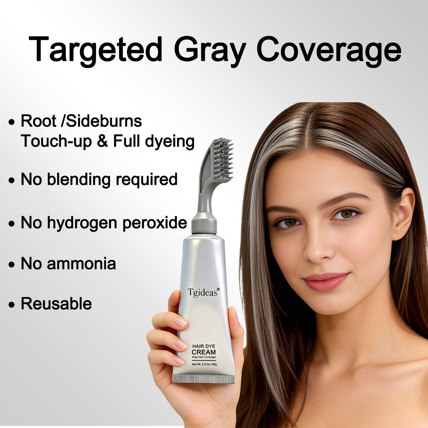 Tgideas Hair Dye Cream Comb – Natural Gray Coverage