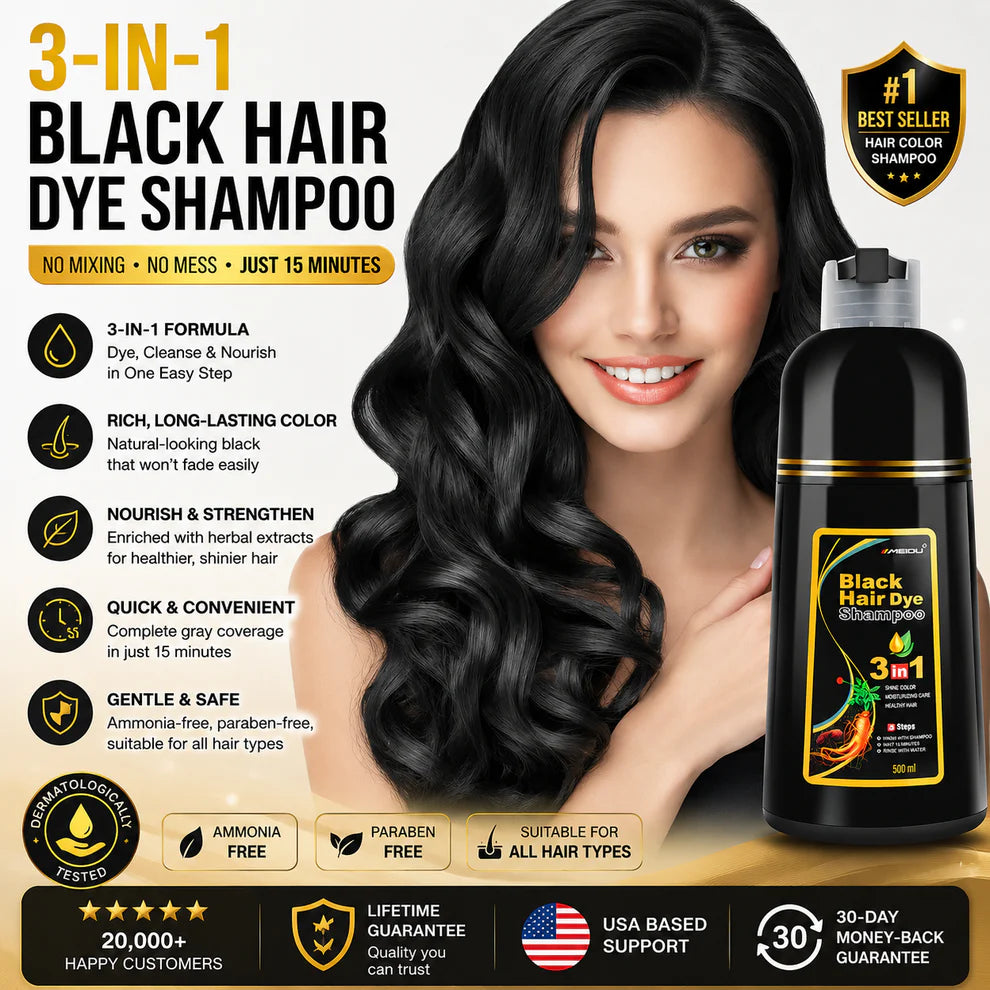 3 in 1 Hair Dye Shampoo-Herbal Ingredients Can cover gray hairs