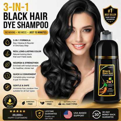 3 in 1 Hair Dye Shampoo-Herbal Ingredients Can cover gray hairs