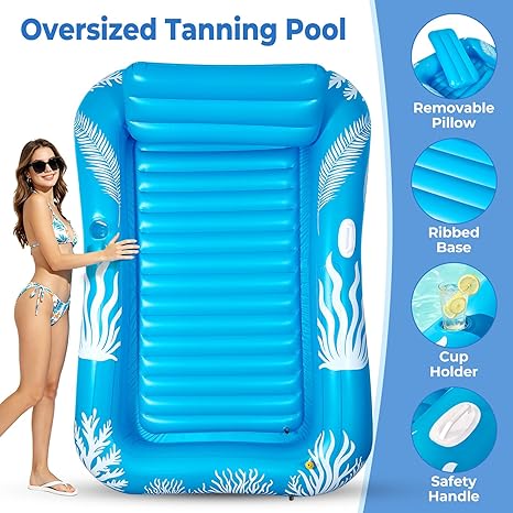 4-in-1 Inflatable Tanning Pool Float for Relaxing & Sunbathing