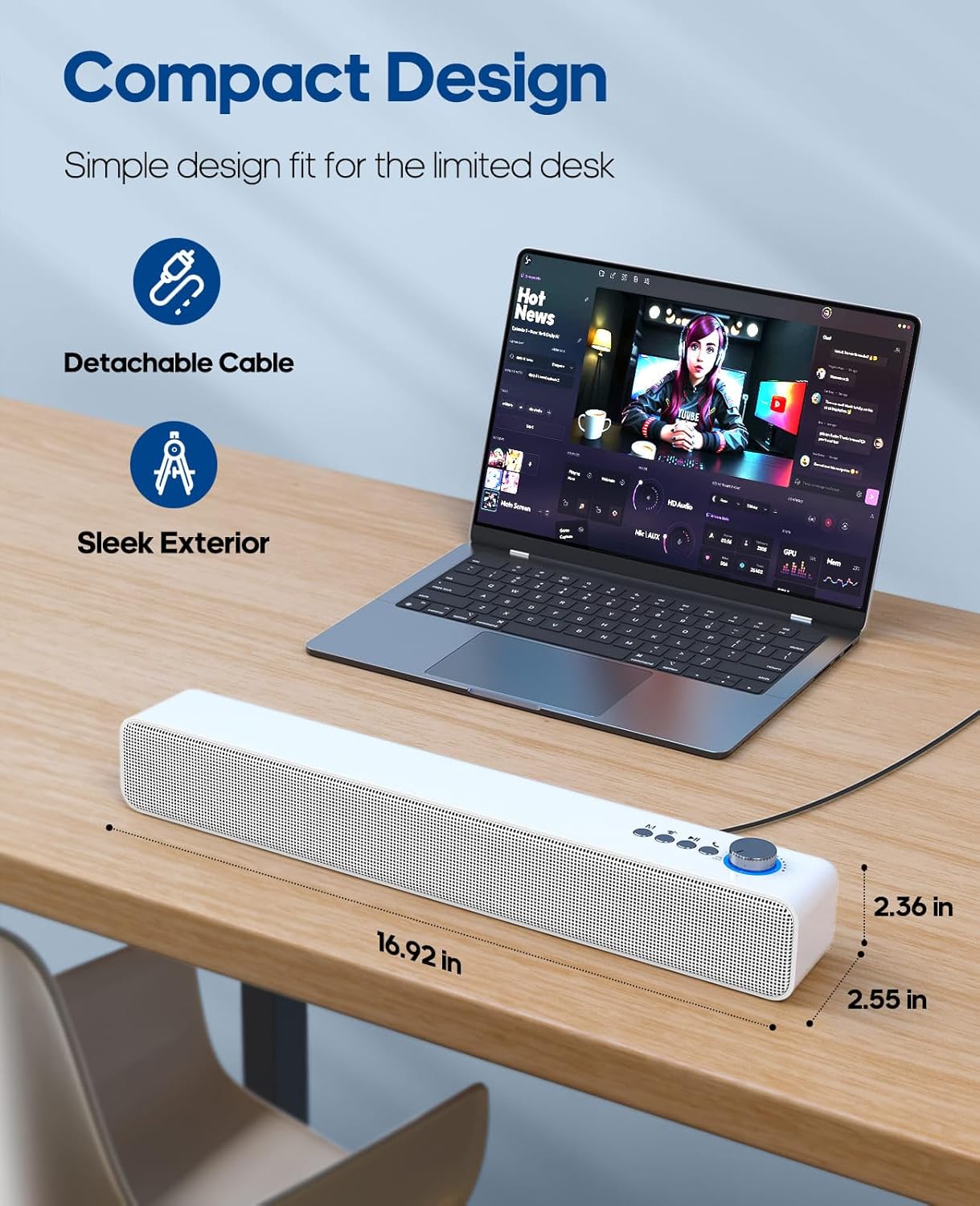 EchoStrip Audio Bar – Big Sound, Sleek Design, Wireless Freedom