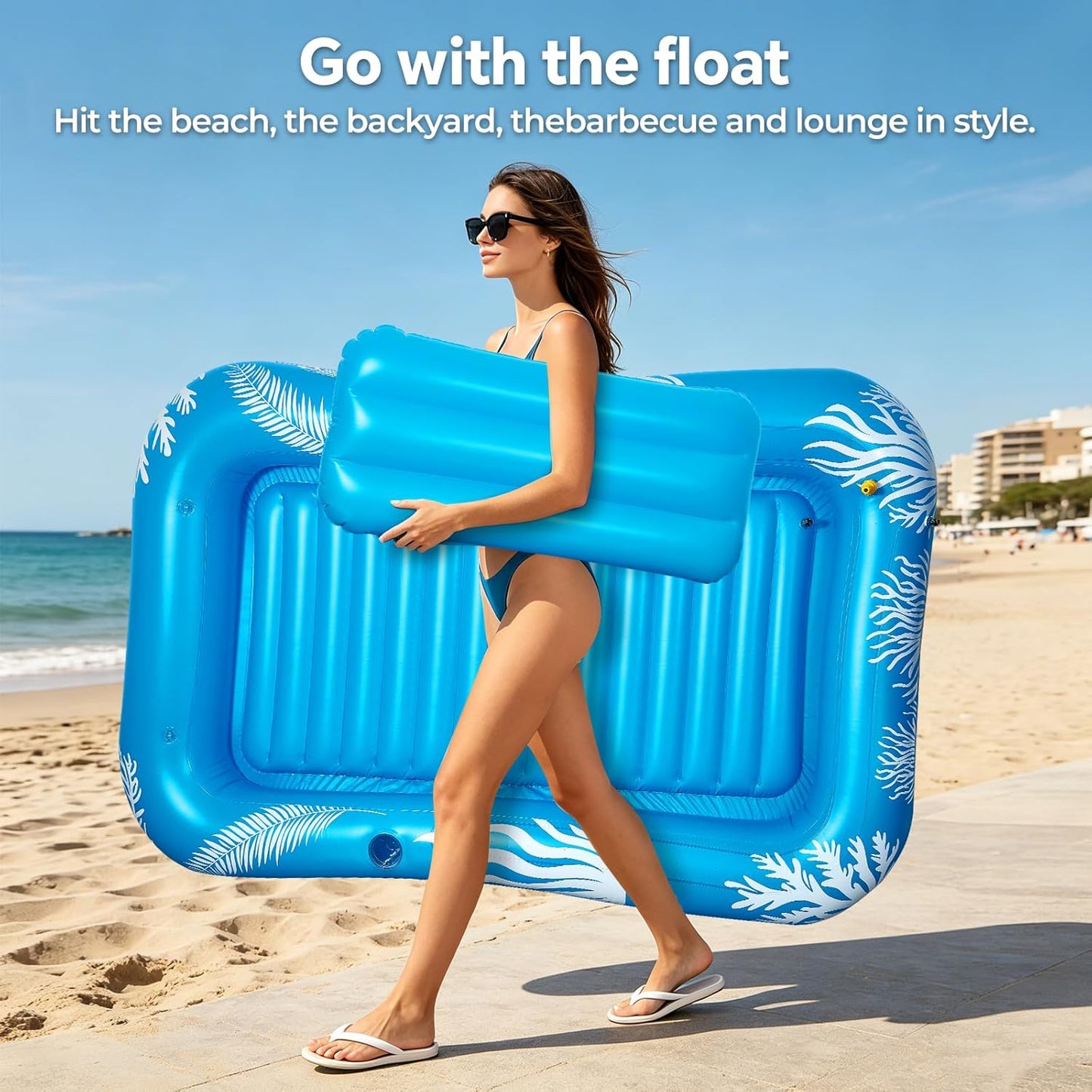 4-in-1 Inflatable Tanning Pool Float for Relaxing & Sunbathing