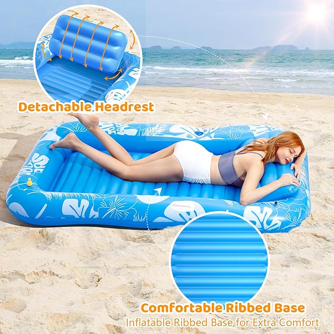 4-in-1 Inflatable Tanning Pool Float for Relaxing & Sunbathing