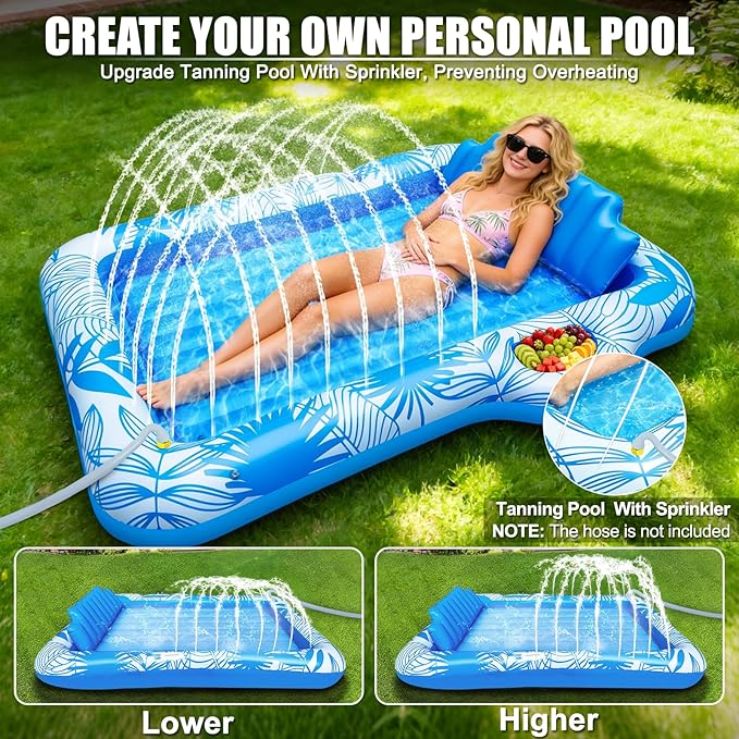 4-in-1 Inflatable Tanning Pool Float for Relaxing & Sunbathing