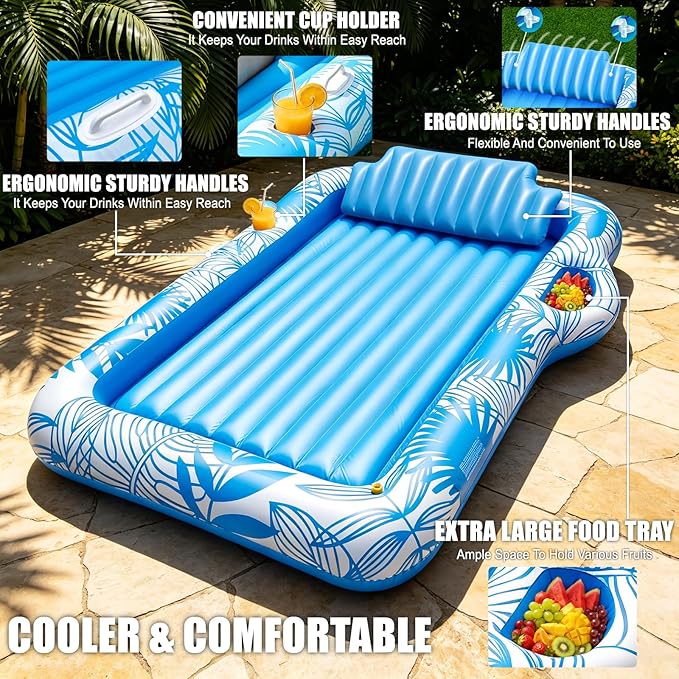 4-in-1 Inflatable Tanning Pool Float for Relaxing & Sunbathing