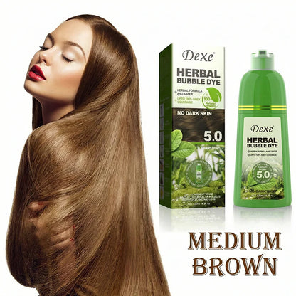 Natural Organic Bubble Hair Color Shampoo - Instant Dye for Grey Hair - Natural Brown 3.0
