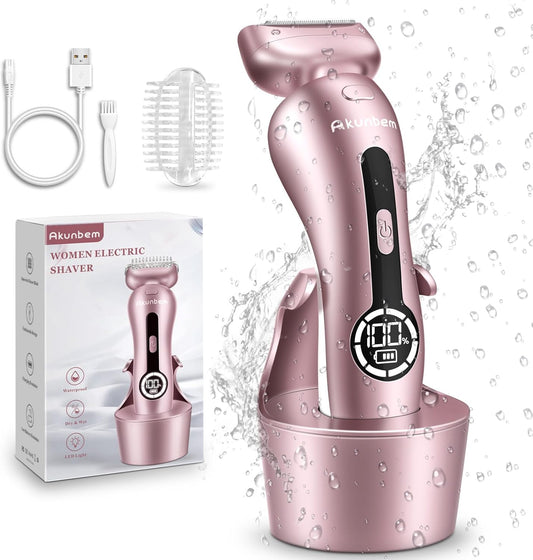 Akunbem Electric Shaver for Women — 3-in-1 Waterproof Rechargeable Trimmer