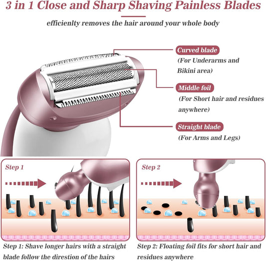 Akunbem™  Electric Shaver for Women — 3-in-1 Waterproof Rechargeable Trimmer