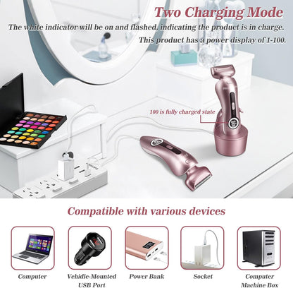 Akunbem Electric Shaver for Women — 3-in-1 Waterproof Rechargeable Trimmer