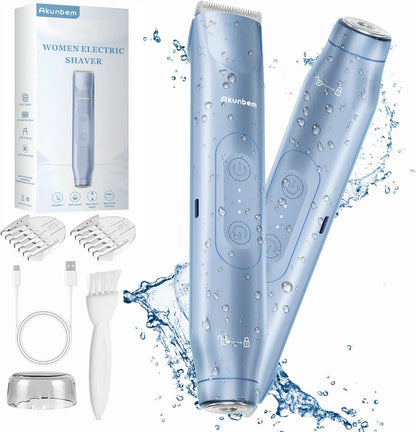 Akunbem 2-in-1 Electric Bikini Trimmer & Body Shaver for Women