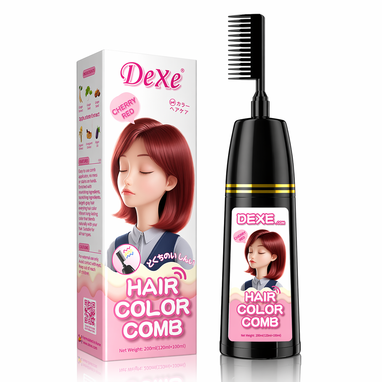 DEXE Herbal Hair Dye Comb Instant Color Shampoo  200 ml