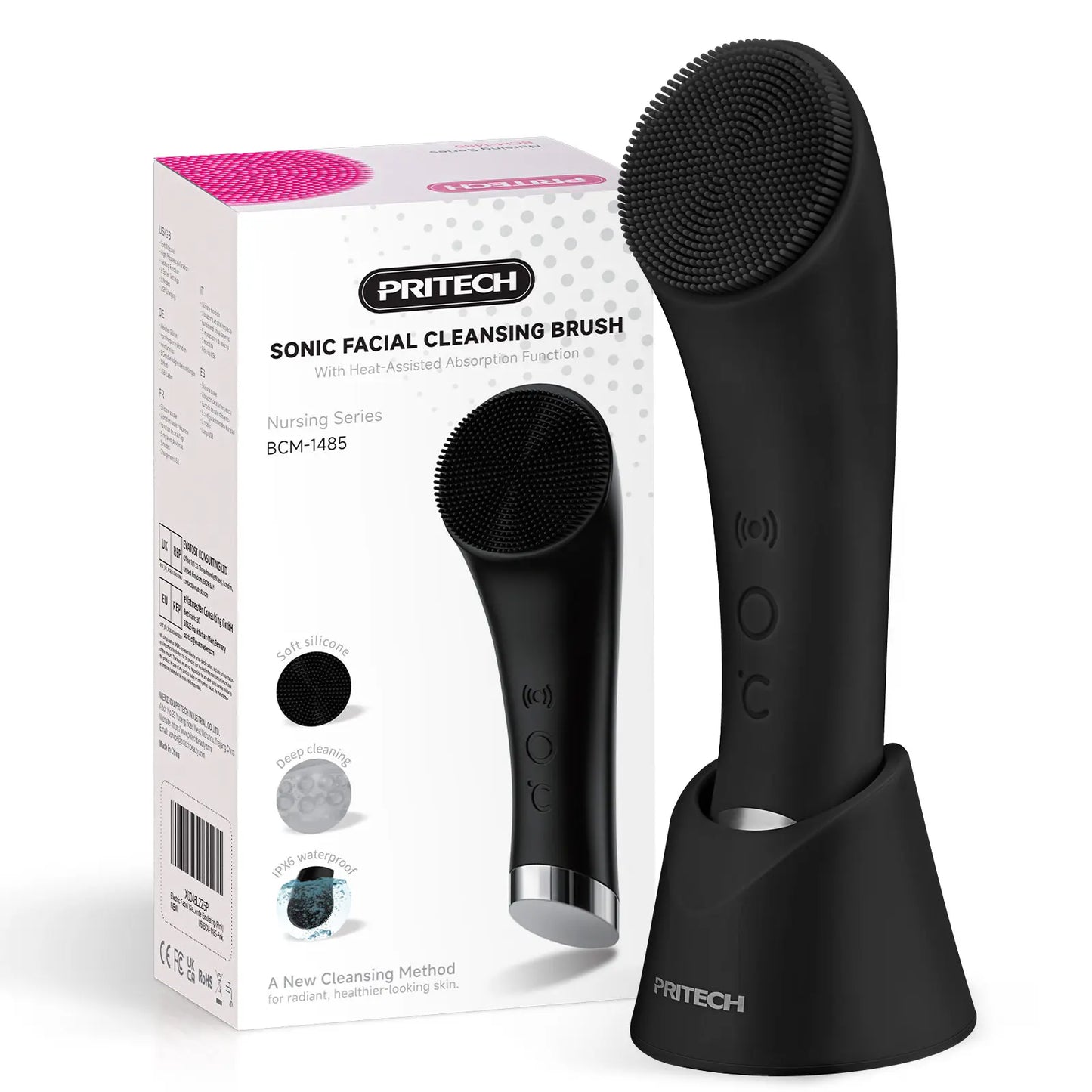 PRITECH™ Heatable Vibrating Face Scrubber with Massage - Facial Cleansing Brush