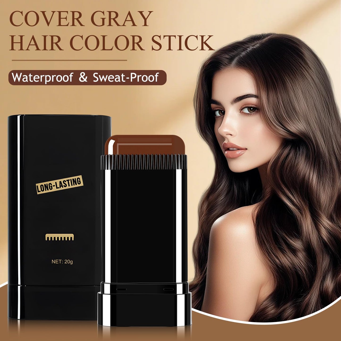 2-Pack Long-Lasting Hair Dye Wand Stick – (20g, Black)