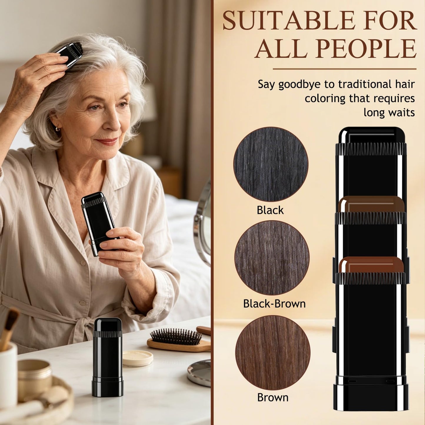 2-Pack Long-Lasting Hair Dye Wand Stick – (20g, Black)