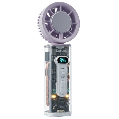 Rechargeable Turbo Fan with LED – Foldable, Stepless Speed Control