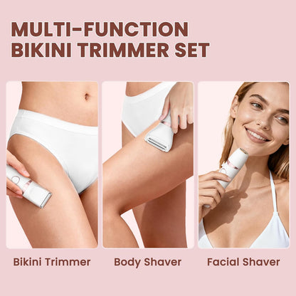 3-in-1 Women's Bikini Trimmer - Waterproof Electric Razor for Body & Pubic Hair