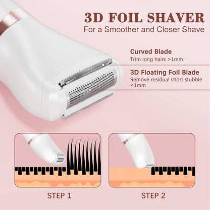 3-in-1 Women's Bikini Trimmer - Waterproof Electric Razor for Body & Pubic Hair