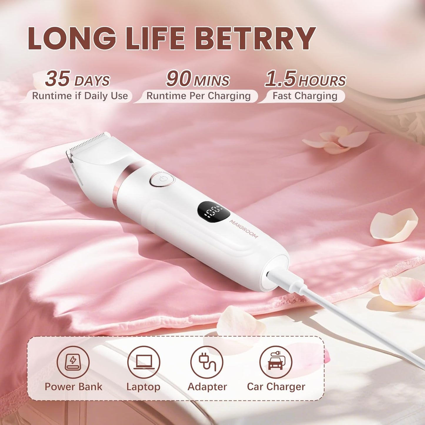 3-in-1 Women's Bikini Trimmer - Waterproof Electric Razor for Body & Pubic Hair