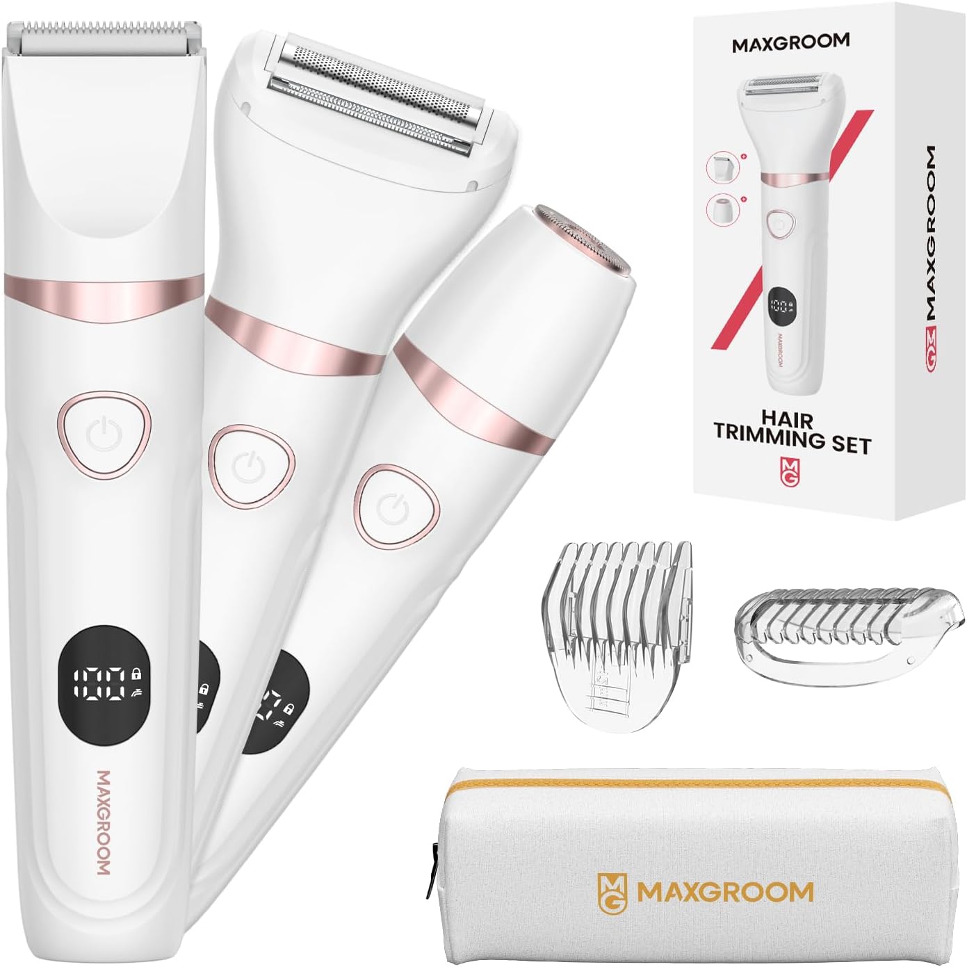 3-in-1 Women's Bikini Trimmer - Waterproof Electric Razor for Body & Pubic Hair
