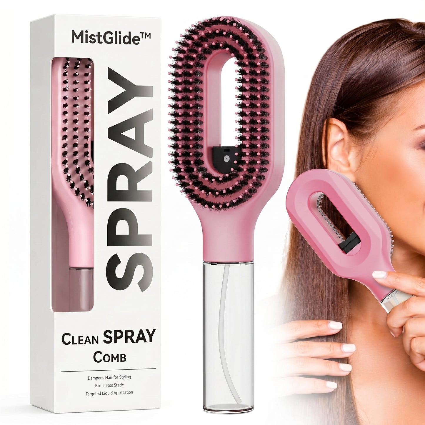 MistGlide™ Hair Spray Brush — Detangling Mist Comb for All Hair Types
