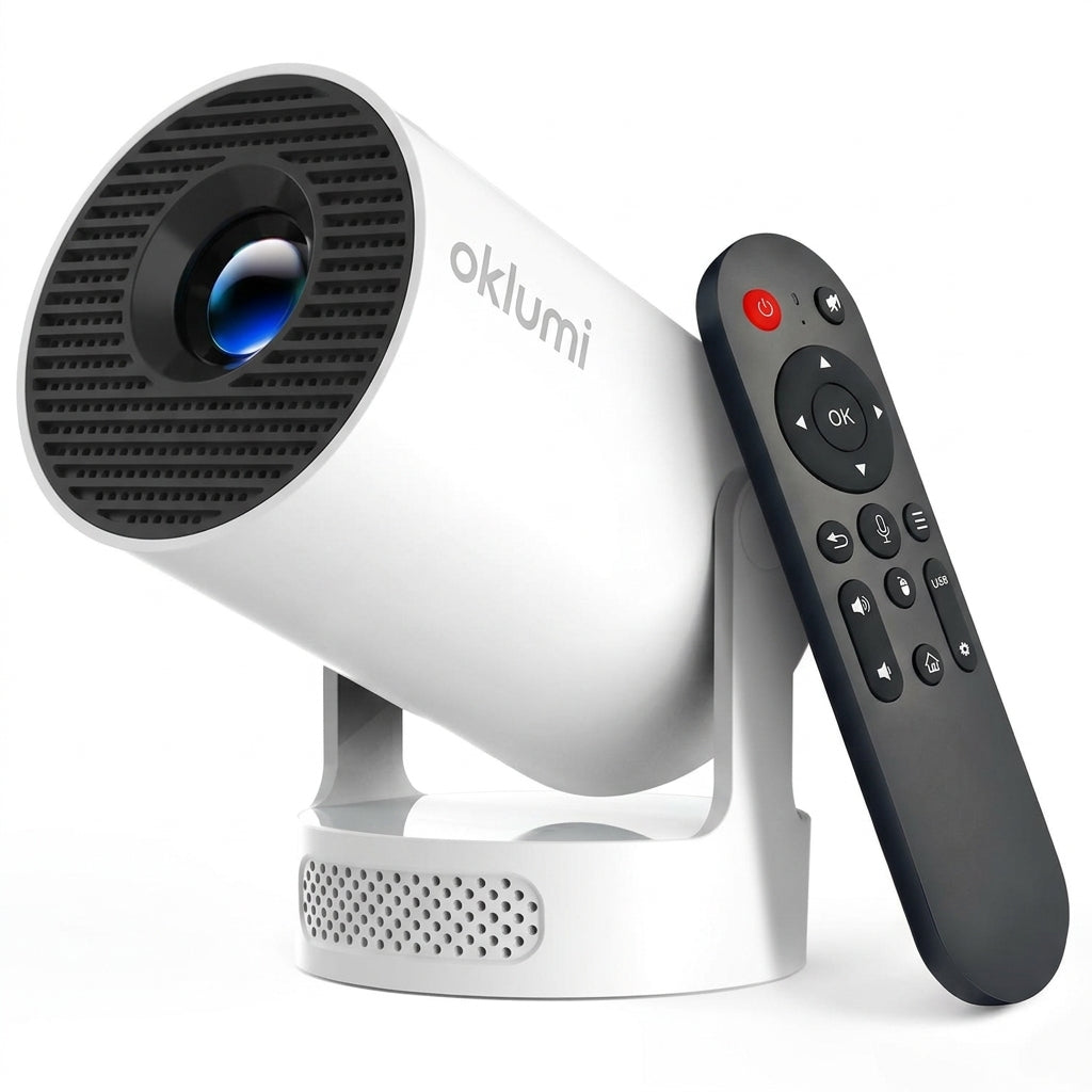 Oklumi™ Pivot Mini Projector – HD Wireless Cinema with Built-in Apps